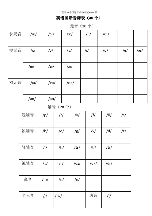 英语48个国际音标表(新版)word版