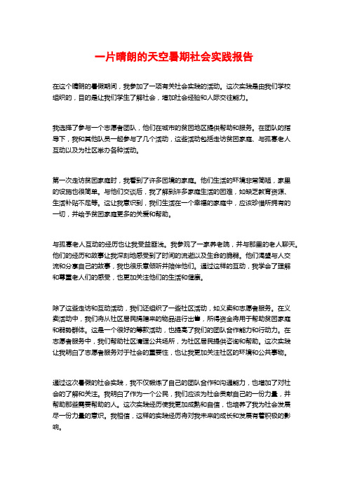 一片晴朗的天空暑期社会实践报告