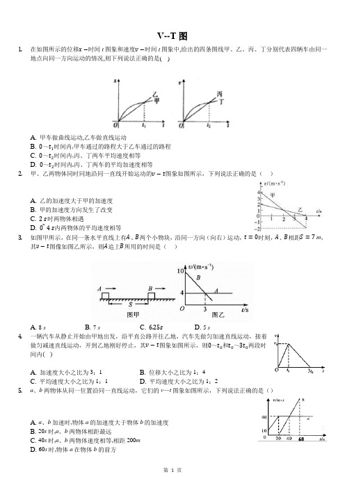 运动学VT图像 高中物理试题含答案解析