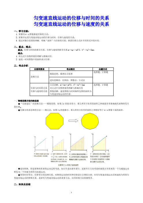 必修1第二章第3-4节匀变速直线运动的位移与时间的关系_匀变速直线运动的位移与速度的关系