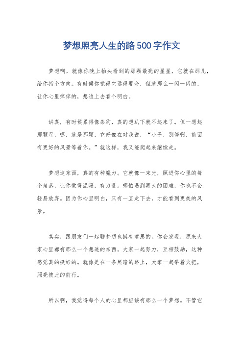 梦想照亮人生的路500字作文