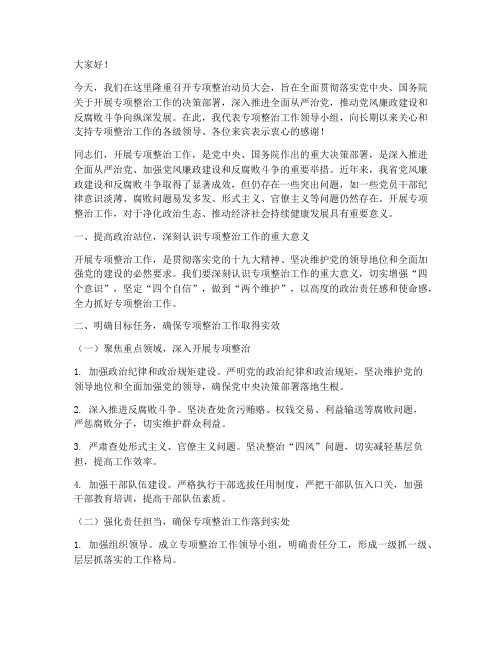 专项整治动员大会发言稿