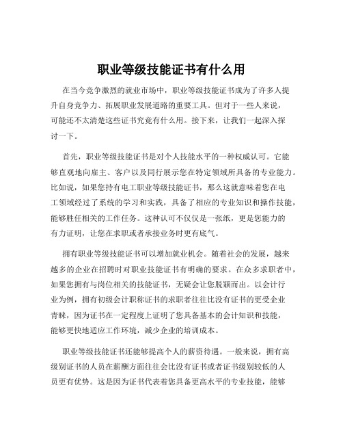 职业等级技能证书有什么用