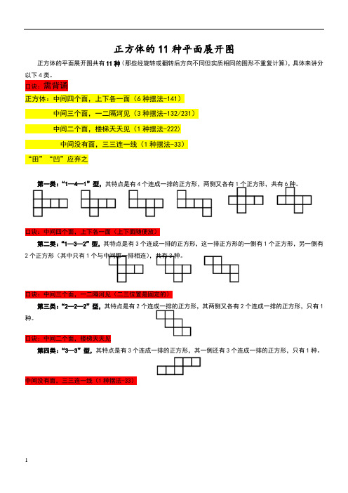 正方体11种平面展开图(精心整理)