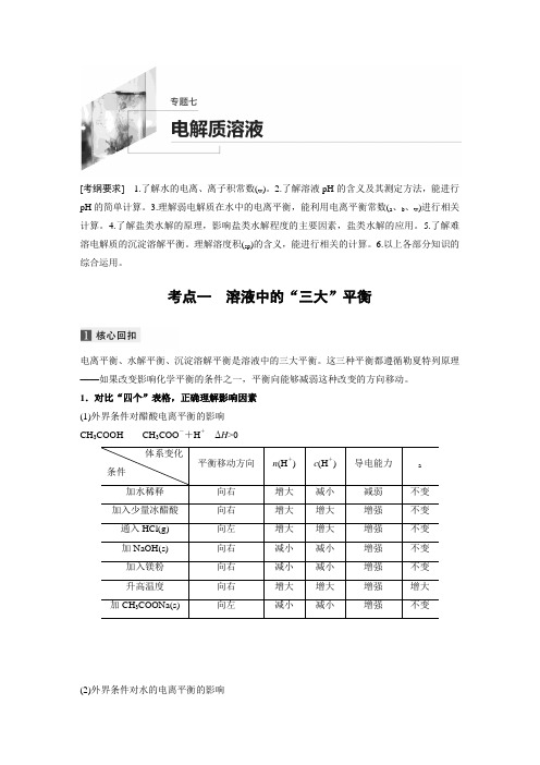 2020年高考化学二轮复习专题七电解质溶液