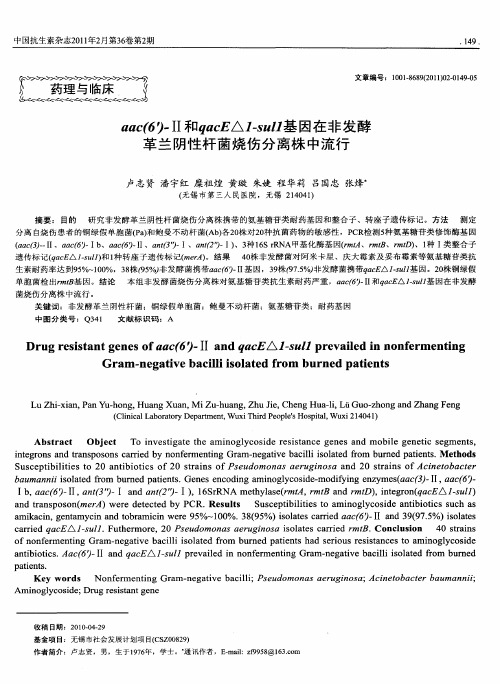 aac(6′)-Ⅱ和qacE△1-sul1基因在非发酵革兰阴性杆菌烧伤分离株中流行