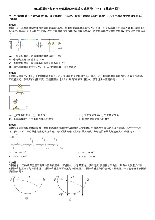 2024届湖北省高考全真演练物理模拟试题卷(一)(基础必刷)