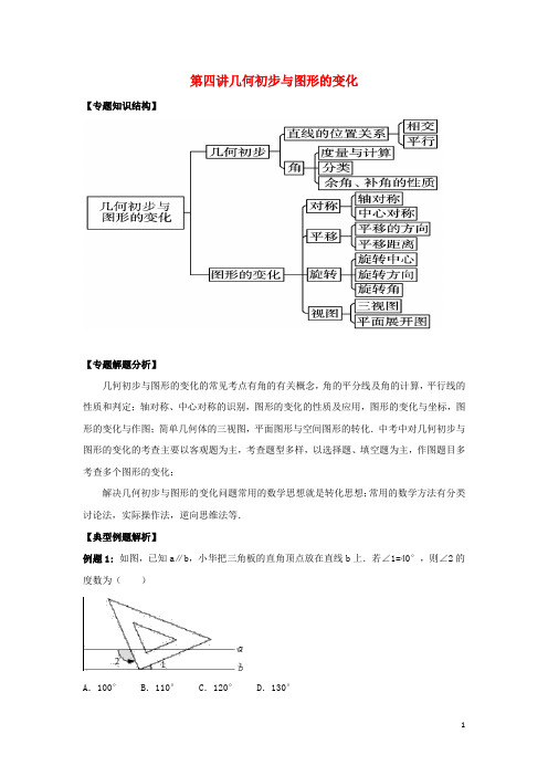 中考数学 专题突破导练案 第四讲 几何初步与图形的变化试题