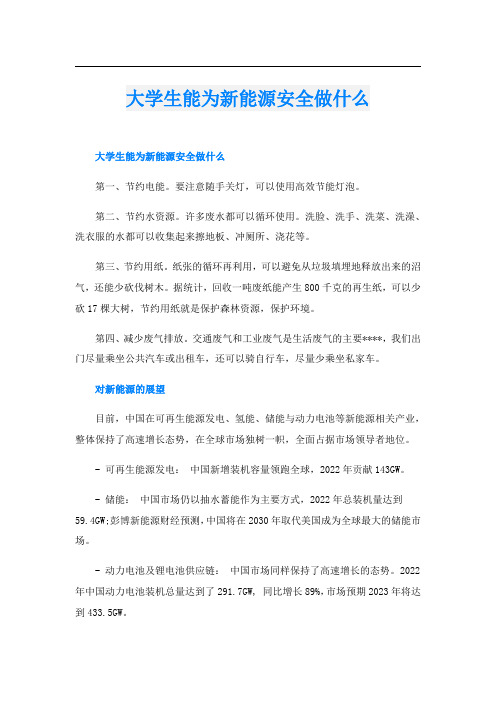 大学生能为新能源安全做什么