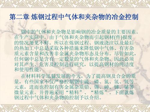 冶金质量分析第二章炼钢过程中气体和夹杂物的冶金控制