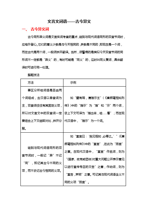 高三语文每日练习十二_文言文词语——古今异义