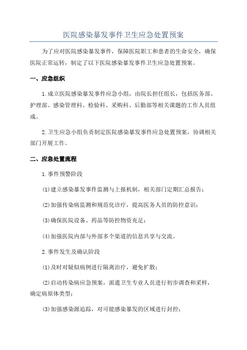 医院感染暴发事件卫生应急处置预案