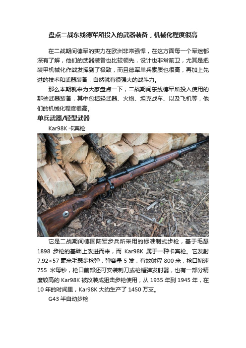 盘点二战东线德军所投入的武器装备，机械化程度很高