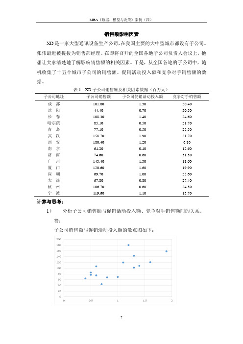 案例之四回归分析：销售额影响因素--------解答