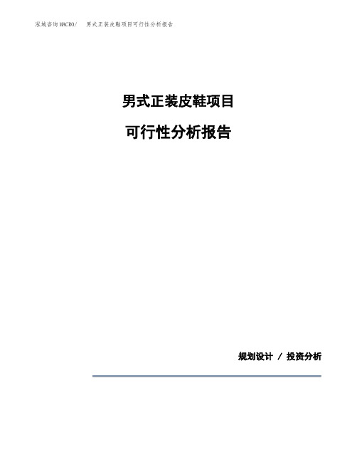 男式正装皮鞋项目可行性分析报告(模板参考范文)