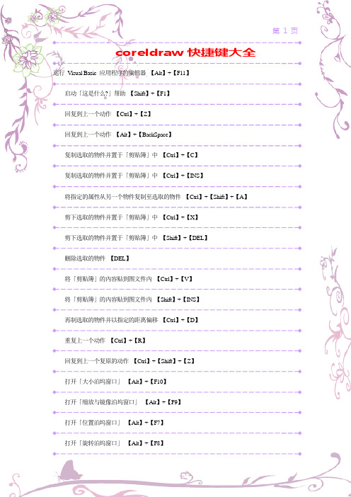 coreldraw快捷键大全