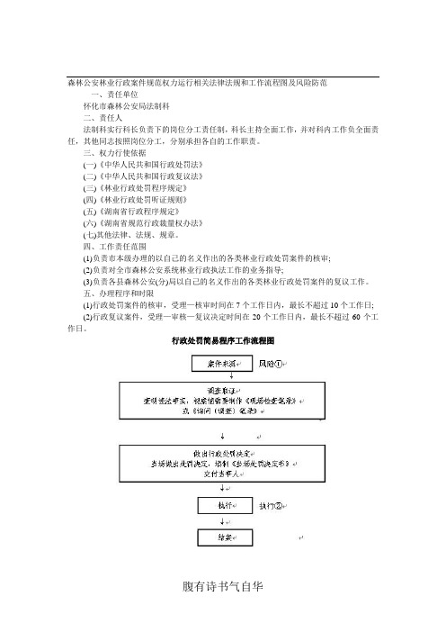 森林公安林业行政案件规范权力运行相关法律法规和工作流程图及风险防范