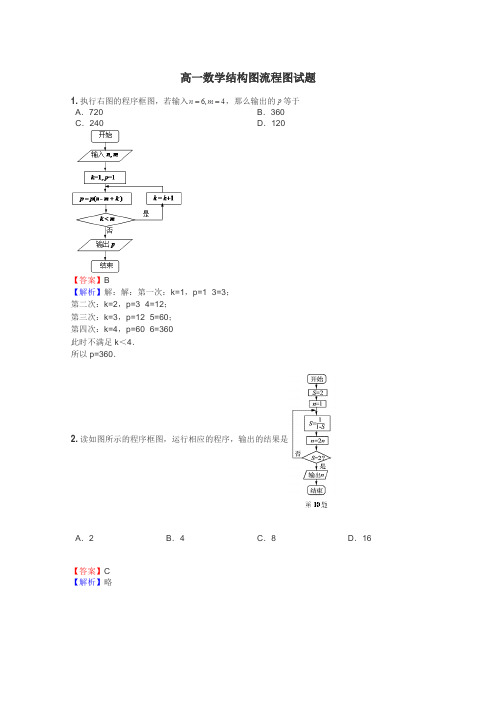 高一数学结构图流程图试题
