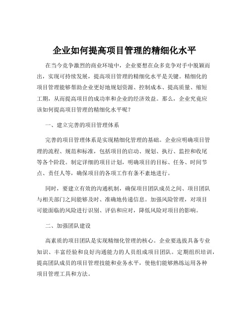 企业如何提高项目管理的精细化水平