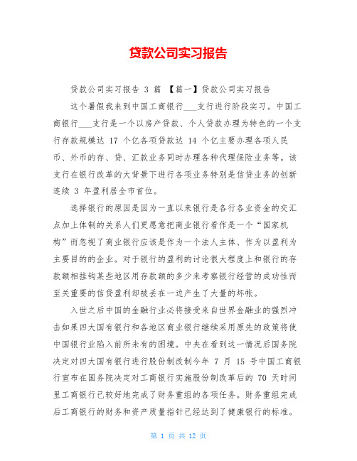 贷款公司实习报告