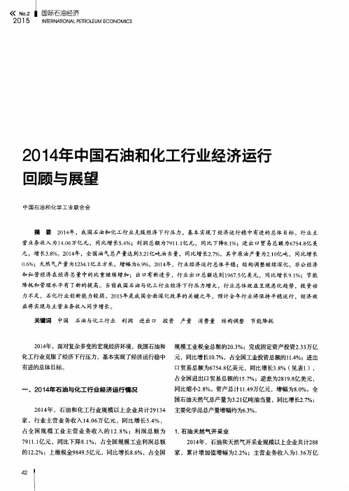 2014年中国石油和化工行业经济运行回顾与展望