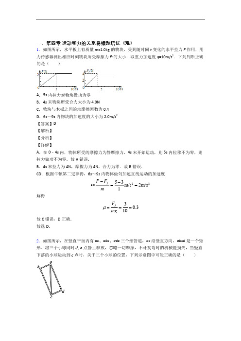 湖南常德芷兰实验学校运动和力的关系单元测试题(Word版 含解析)