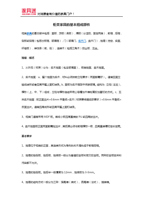 柜类家具的基本组成部件