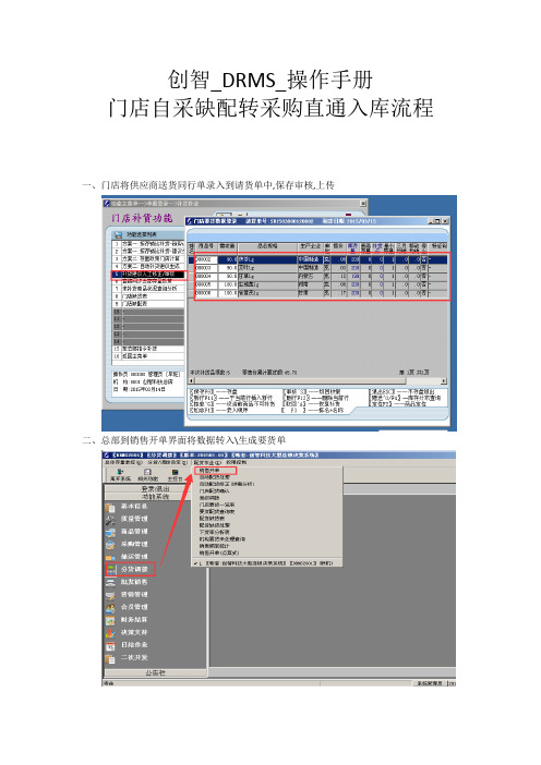 创智_DRMS_操作手册_门店自采缺配转采购直通入库流程