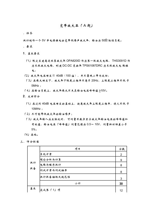 全国大学生电子设计竞赛TI杯模拟电子系统专题邀请赛试题