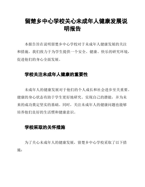 留楚乡中心学校关心未成年人健康发展说明报告