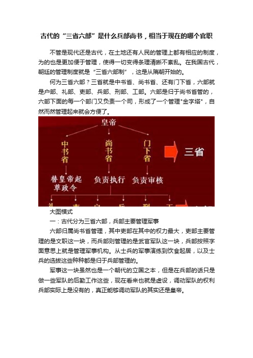 古代的“三省六部”是什么兵部尚书，相当于现在的哪个官职