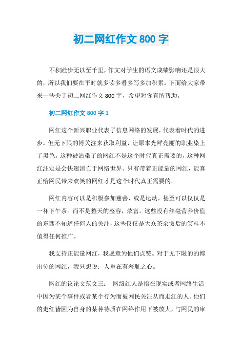 初二网红作文800字