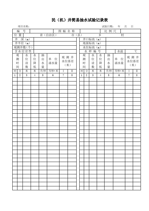 民(机)井简易