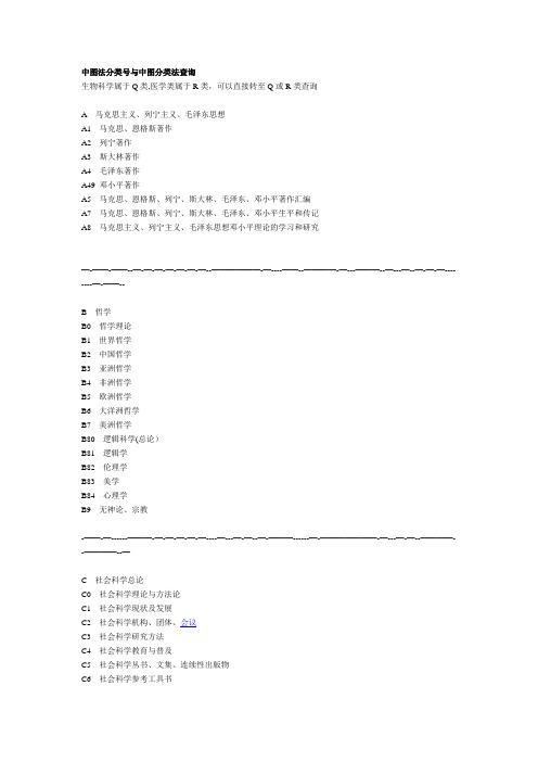 中图法分类号查询(全部简表)