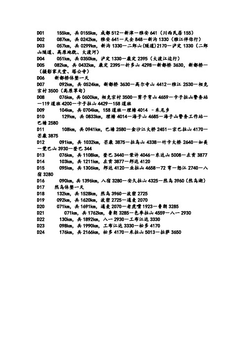 川藏线行程安排