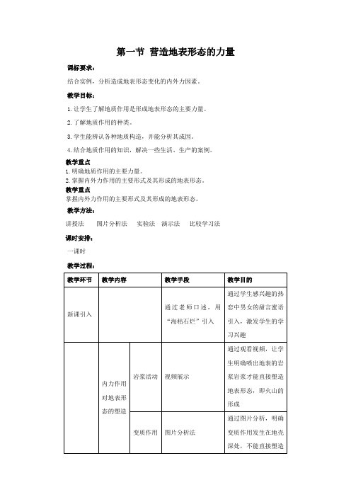 营造地表形态的力量教学设计