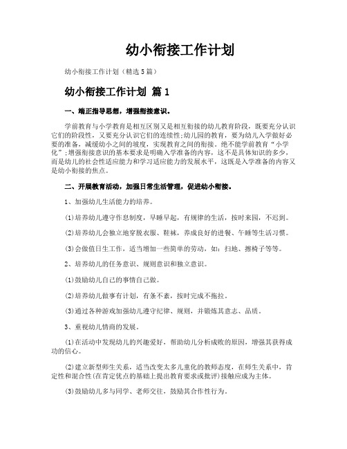 幼小衔接工作计划