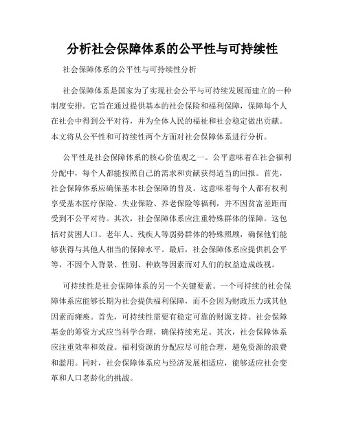 分析社会保障体系的公平性与可持续性