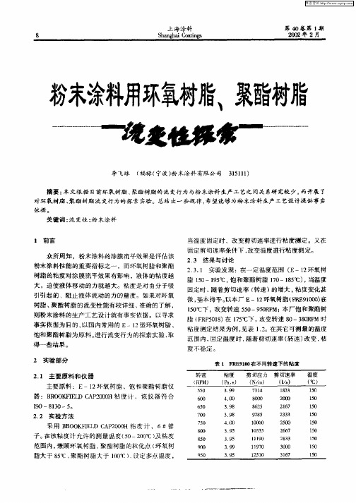 粉沫涂料用环氧树脂、聚酯树脂流变性探索