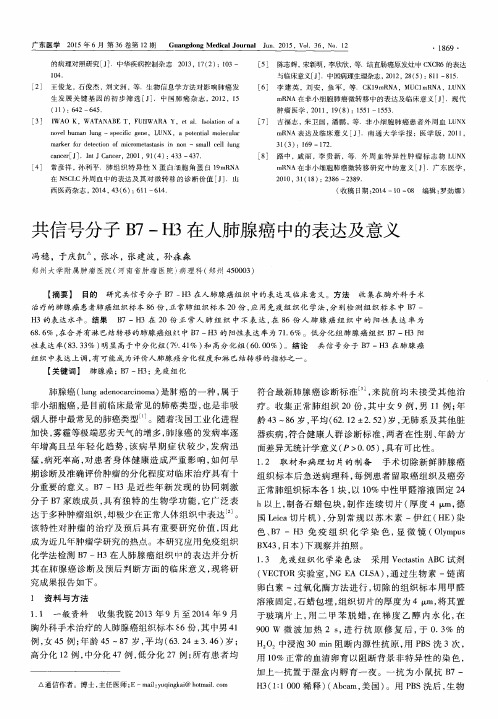 共信号分子B7-H3在人肺腺癌中的表达及意义