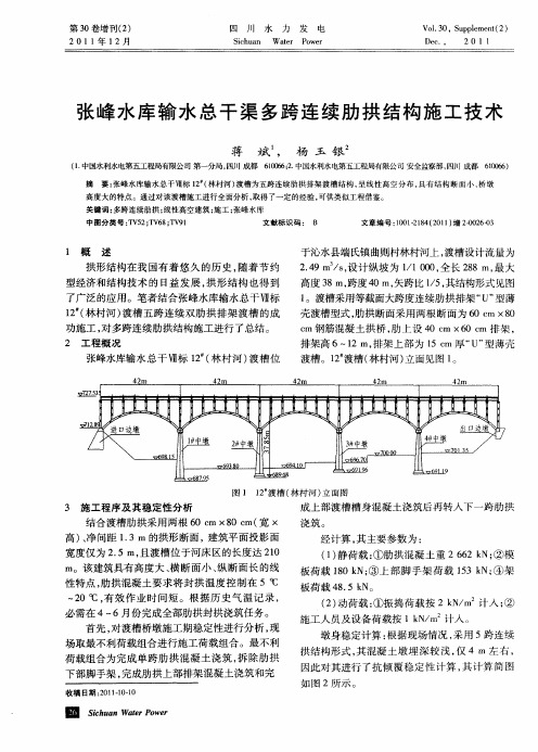 张峰水库输水总干渠多跨连续肋拱结构施工技术