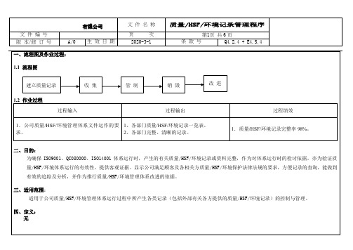 质量HSF环境记录管理程序