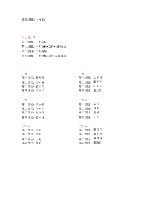 风火藏珑项目—组团命名建议