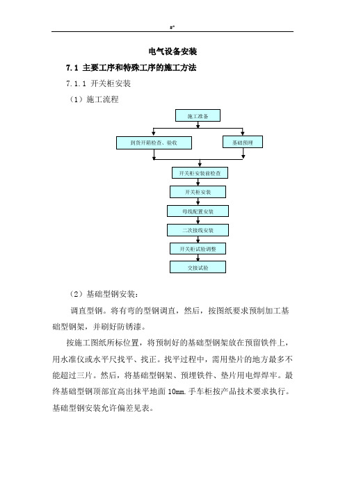 电气设备安装项目施工标准工艺规范