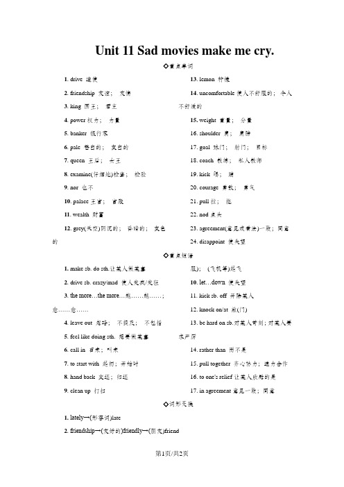 新目标人教版英语九年级 unit11 基础知识巩固 总结