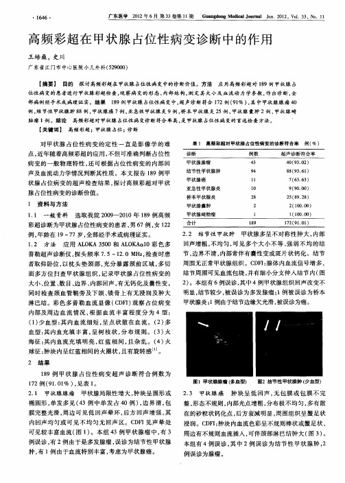 高频彩超在甲状腺占位性病变诊断中的作用