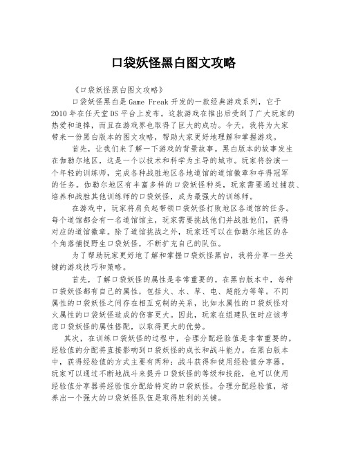 口袋妖怪黑白图文攻略