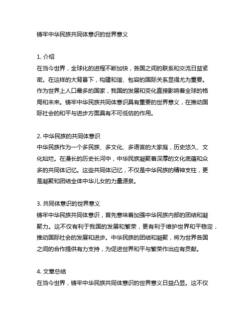 铸牢中华民族共同体意识的世界意义