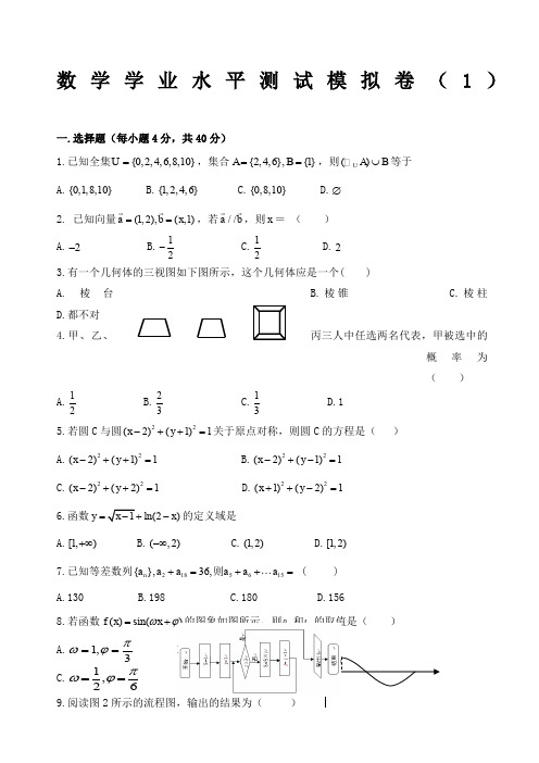 甘肃省普通高中数学学业水平考