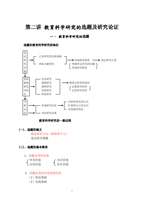 第二讲教育科学研究的选题及研究论证